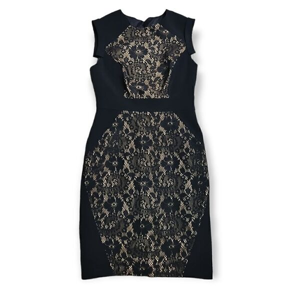 NWOT Adrianna Papell Black Lace Power Suit Dress SZ 2P - Picture 2 of 12